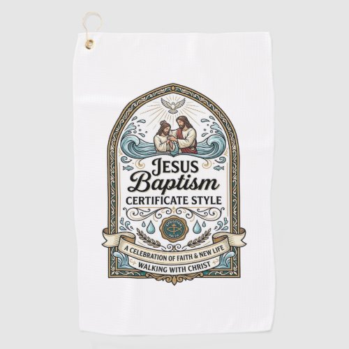 Jesus Baptism Certificate Style Jesus Baptism Cert Golf Towel
