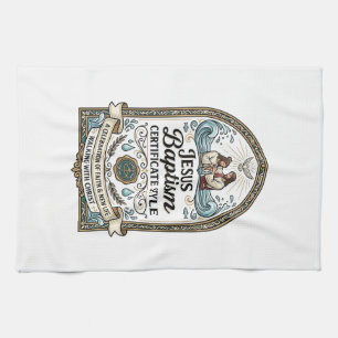 Jesus Baptism Certificate Style Jesus Baptism Cert Kitchen Towel