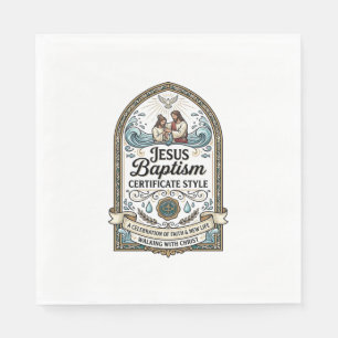 Jesus Baptism Certificate Style Jesus Baptism Cert Napkins