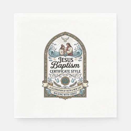 Jesus Baptism Certificate Style Jesus Baptism Cert Napkins