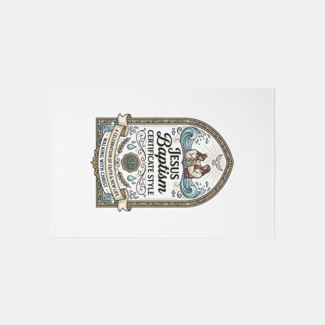 Jesus Baptism Certificate Style Jesus Baptism Cert Rug (Front)