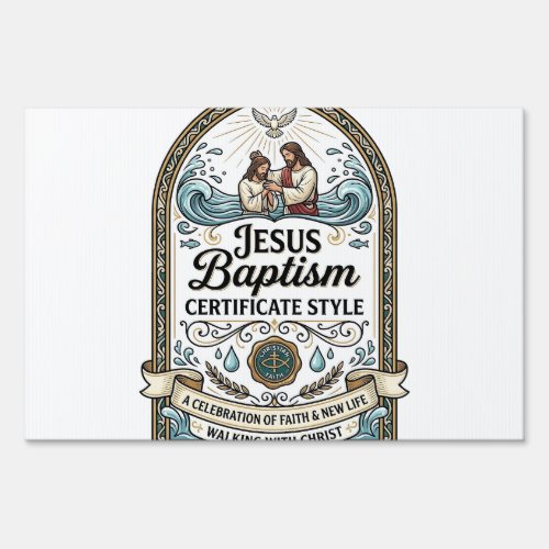 Jesus Baptism Certificate Style Jesus Baptism Cert Sign