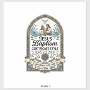Jesus Baptism Certificate Style Jesus Baptism Cert Sticker