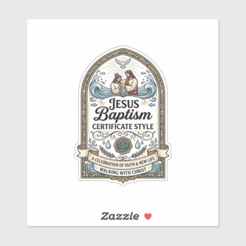 Jesus Baptism Certificate Style Jesus Baptism Cert Sticker