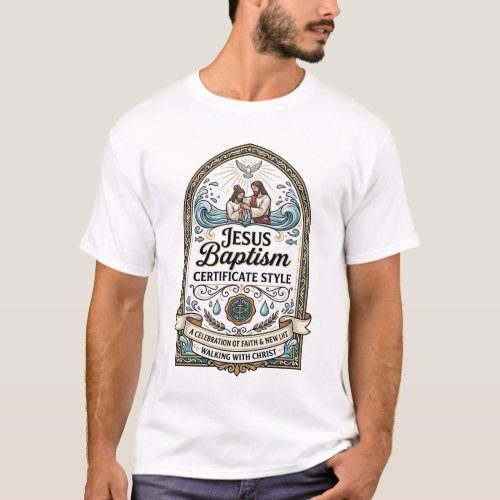 Jesus Baptism Certificate Style Jesus Baptism Cert T-Shirt