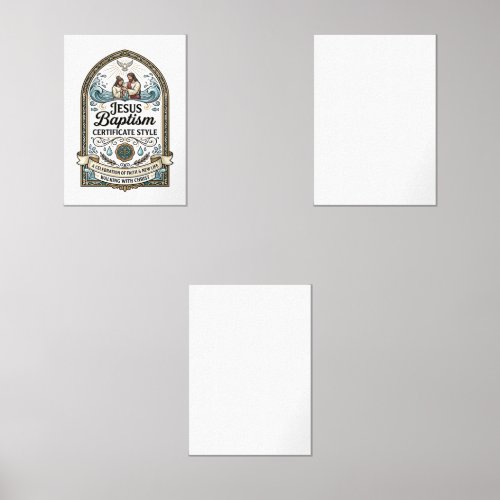 Jesus Baptism Certificate Style Jesus Baptism Cert Wall Art Sets