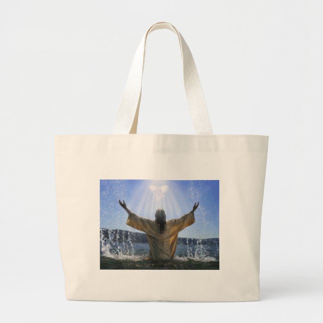 Jesus Baptism Large Tote Bag (Front)