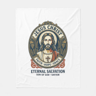 Jesus Barber Mens Grooming Graphic Tee Christian A Fleece Blanket