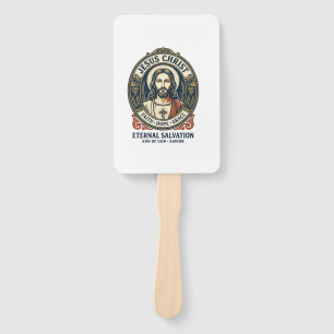 Jesus Barber Mens Grooming Graphic Tee Christian A Hand Fan