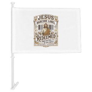 Jesus Barcode Label Redeemed Jesus Barcode Redeeme Car Flag