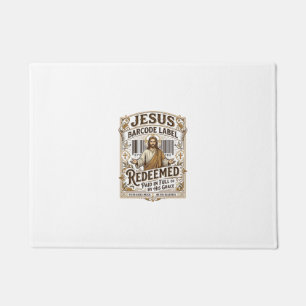 Jesus Barcode Label Redeemed Jesus Barcode Redeeme Doormat