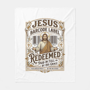 Jesus Barcode Label Redeemed Jesus Barcode Redeeme Fleece Blanket