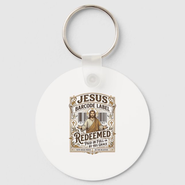 Jesus Barcode Label Redeemed Jesus Barcode Redeeme Keychain (Front)
