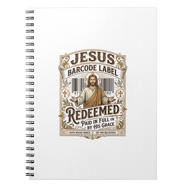 Jesus Barcode Label Redeemed Jesus Barcode Redeeme Notebook (Front)