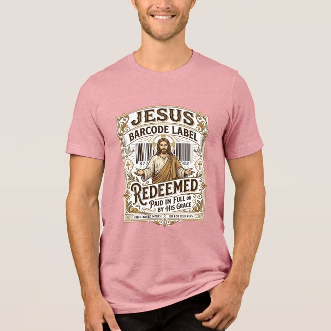 Jesus Barcode Label Redeemed Jesus Barcode Redeeme Tri-Blend Shirt (Front)