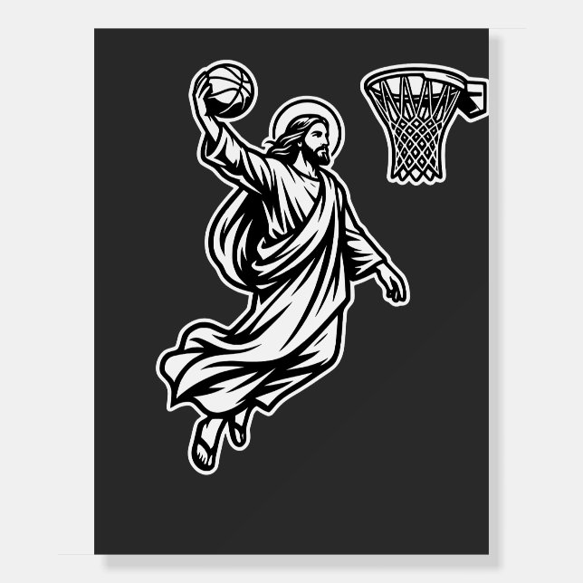 Jesus Basketball Dunk - Sports Satire Foam Board (Front)