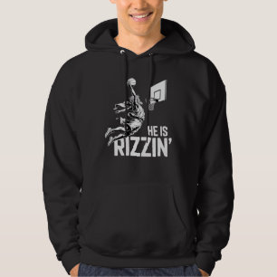 Jesus Basketball He Is Rizzin' Funny Christian Hoodie