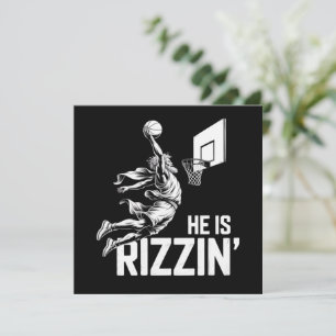 Jesus Basketball He Is Rizzin' Funny Christian  Invitation