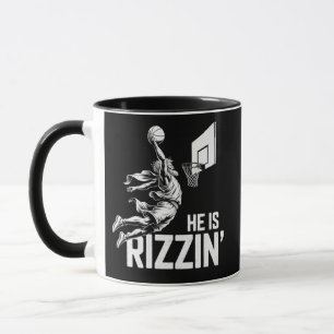 Jesus Basketball He Is Rizzin' Funny Christian Mug