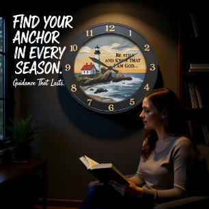 Jesus Be Still Coastal Cottage Large Clock