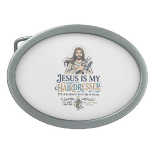 Jesus Beauty Salon Hairstylist T-Shirt Inspiration Belt Buckle
