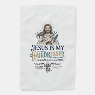 Jesus Beauty Salon Hairstylist T-Shirt Inspiration Garden Flag