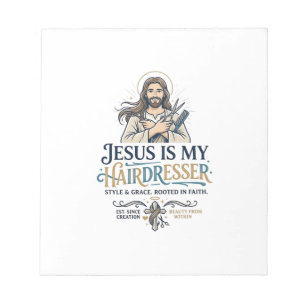 Jesus Beauty Salon Hairstylist T-Shirt Inspiration Notepad