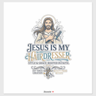 Jesus Beauty Salon Hairstylist T-Shirt Inspiration Sticker