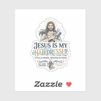 Jesus Beauty Salon Hairstylist T-Shirt Inspiration Sticker