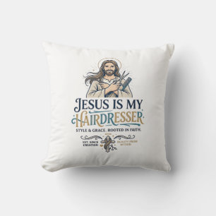 Jesus Beauty Salon Hairstylist T-Shirt Inspiration Throw Pillow