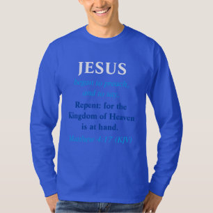 JESUS Began To Preach - Blue Modern Christmas T-Shirt