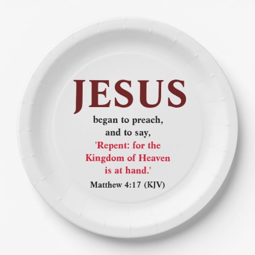 Jesus Began To Preach Matthew 417 Round  Paper Plates