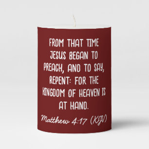 JESUS Began To Preach: Repent - Modern Christmas Pillar Candle