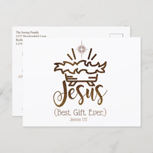 JESUS BEST GIFT EVER Christmas Nativity Scripture Holiday Postcard
