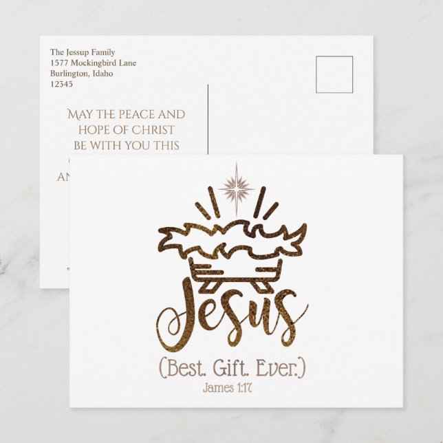 JESUS BEST GIFT EVER Christmas Nativity Scripture Holiday Postcard (Front/Back)