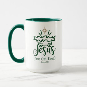 JESUS BEST GIFT EVER Green Scripture Christmas  Mug