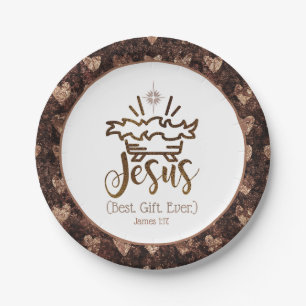JESUS BEST GIFT Nativity Star Scripture Christmas  Paper Plates
