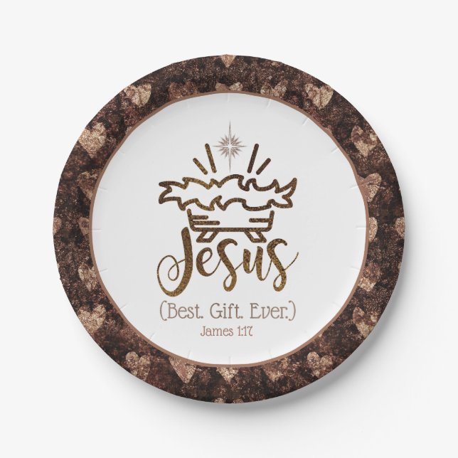 JESUS BEST GIFT Nativity Star Scripture Christmas  Paper Plates (Front)