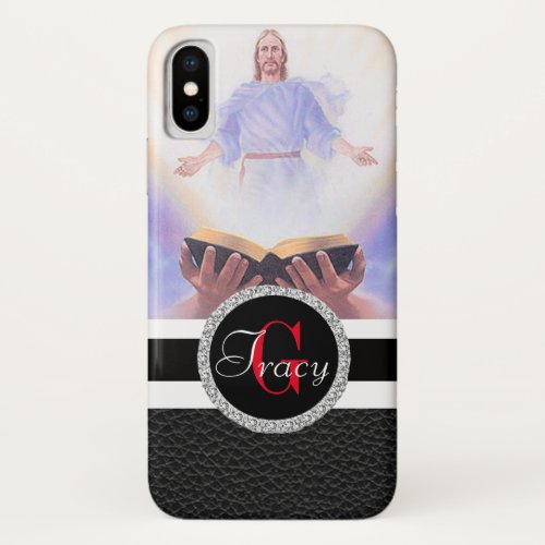 Jesus bible held with hand and rays of light iPhone x case