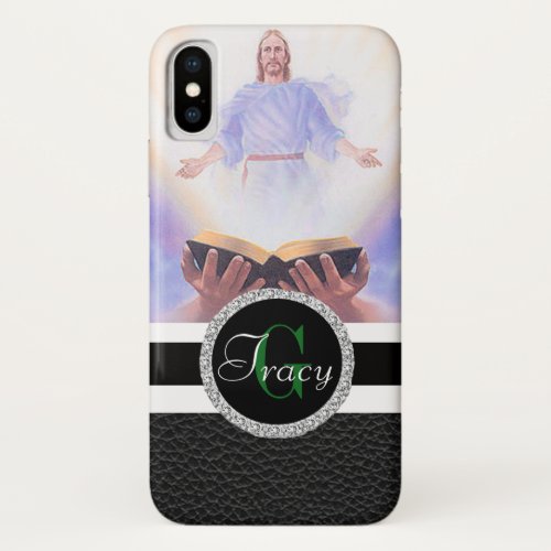 Jesus bible held with hand and rays of light gn iPhone x case