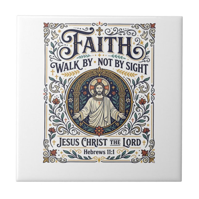 Jesus Bible Journaling Scripture Art Shirt Christi Ceramic Tile (Front)