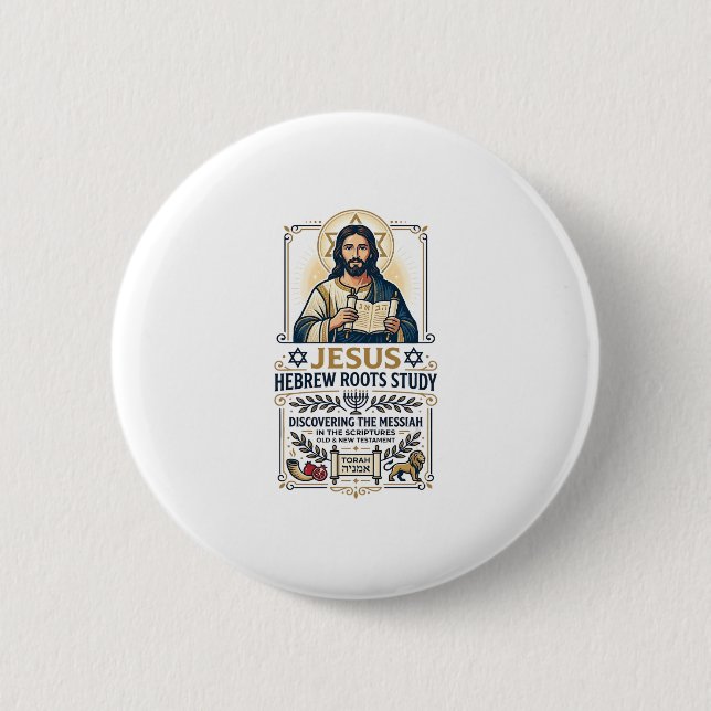 Jesus Bible Languages Hebrew Greek Nerd Shirt Fait Button (Front)
