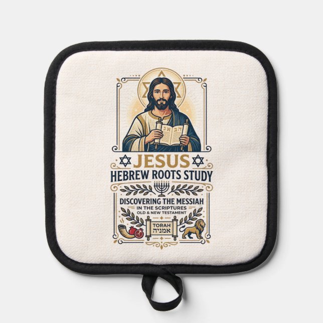 Jesus Bible Languages Hebrew Greek Nerd Shirt Fait Pot Holder (Front)