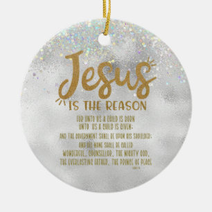 Jesus, Bible Verse Joyful Christmas Ceramic Ornament