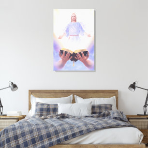 Jesus Bible Wrapped Canvas Print