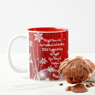 Jesus Birth ChristmasRed/White Mug Art Two-Tone Coffee Mug