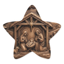 Jesus Birth Star sticker with Christmas scene