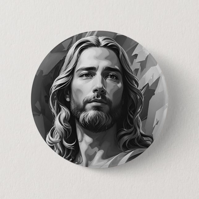 Jesus Black and White Button (Front)