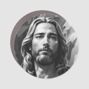 Jesus Black and White Car Magnet