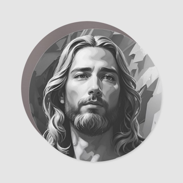 Jesus Black and White Car Magnet (Front)